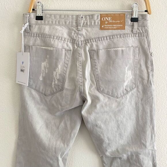 NWT One Teaspoon Trashed Free Birds Grey Skinny Distressed Low Rise Denim Siz 26 - Picture 5 of 14